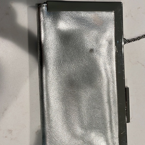 Calvin Klein silver vintage clutch purse with chain strap. - Picture 7 of 9